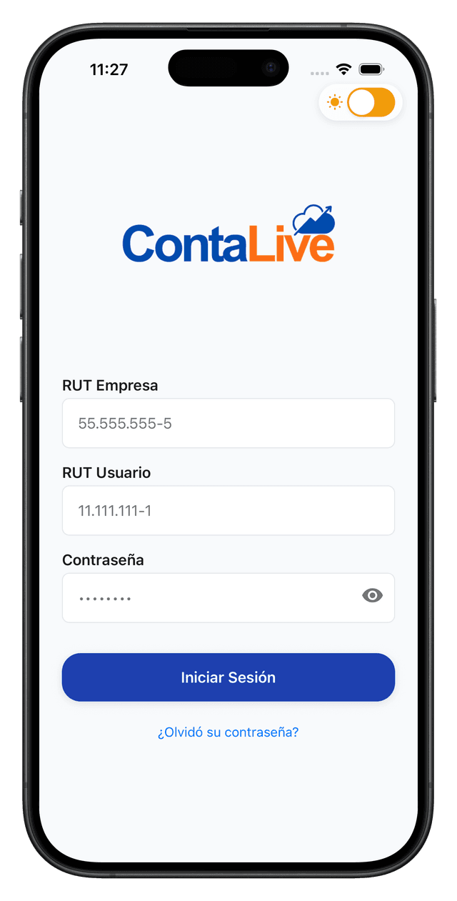 ContaLive RRHH App - Pantalla de Login
