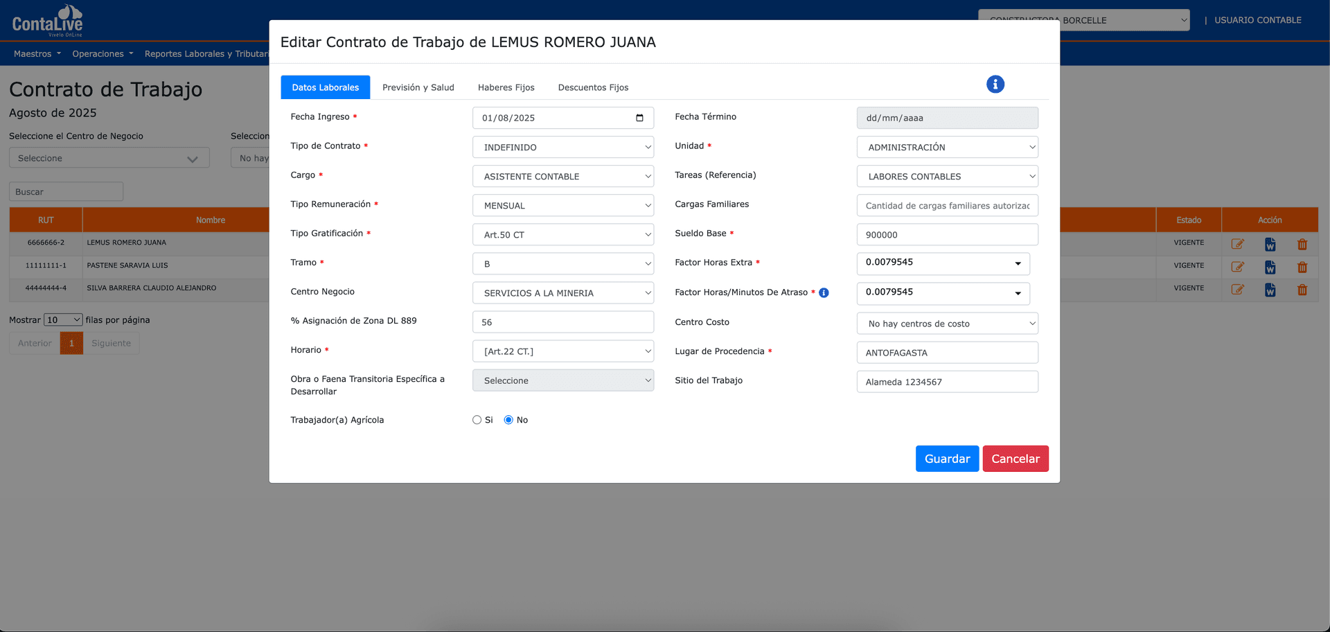 ContaLive Remuneraciones - Sistema completo de gestión de remuneraciones