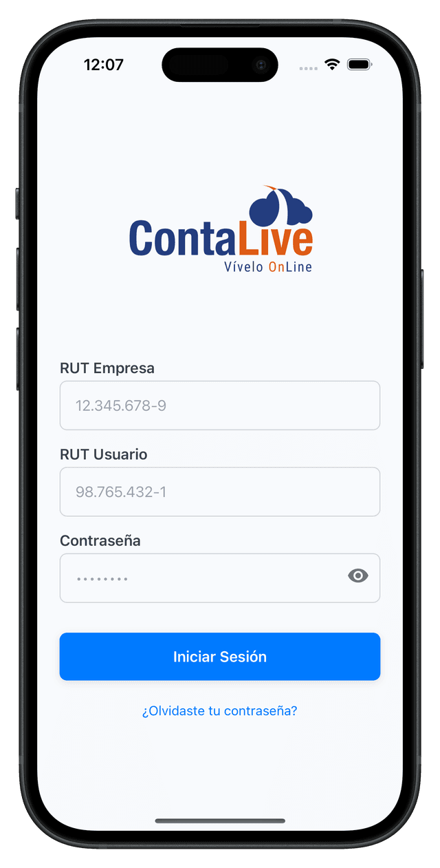 ContaLive RRHH App - Pantalla de Login